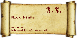 Nick Nimfa névjegykártya